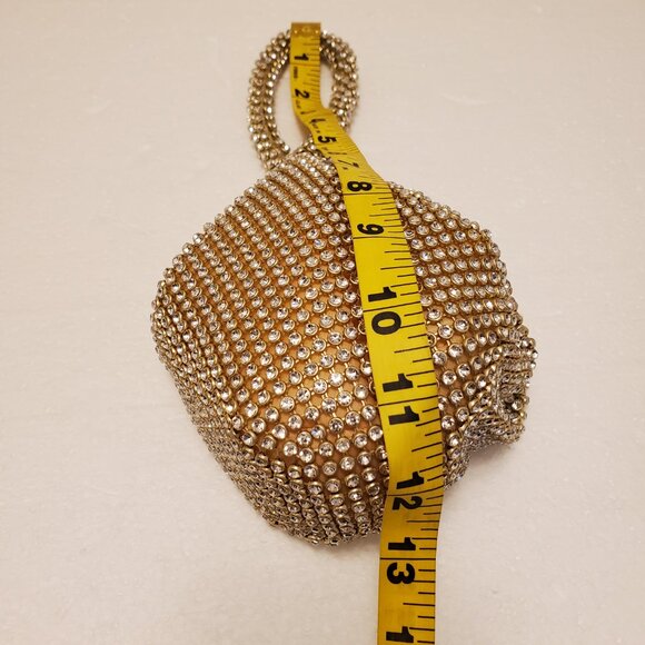 Unbranded Embellished Rhinestone Gold Mini Foldover Hand Bag Wristlet - Picture 12 of 13